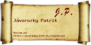 Jávorszky Patrik névjegykártya