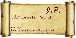 Jávorszky Patrik névjegykártya